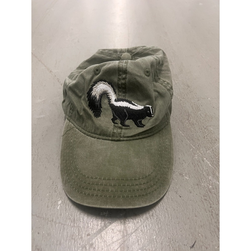 Eco Striped Skunk Hat Mens One Size Green 100% Cotton Embroidered Baseball Cap